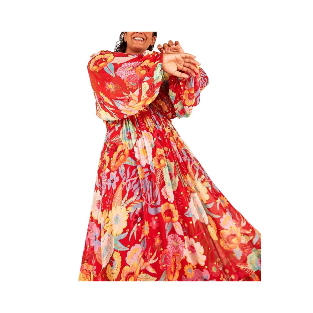 Farm Rio Floral Multicolor Hudson Maxi Dress Size M